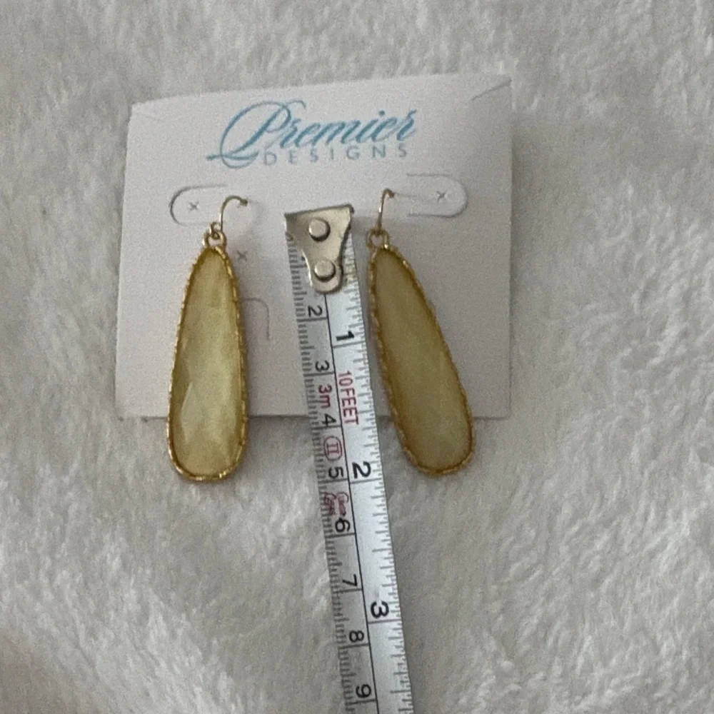 Premier Designs Gold and Cream Drop Earrings